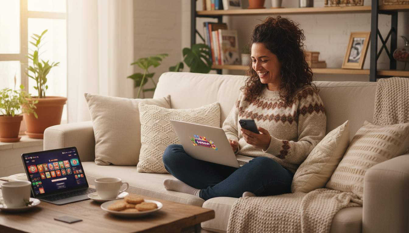 Chilean woman enjoying online casino