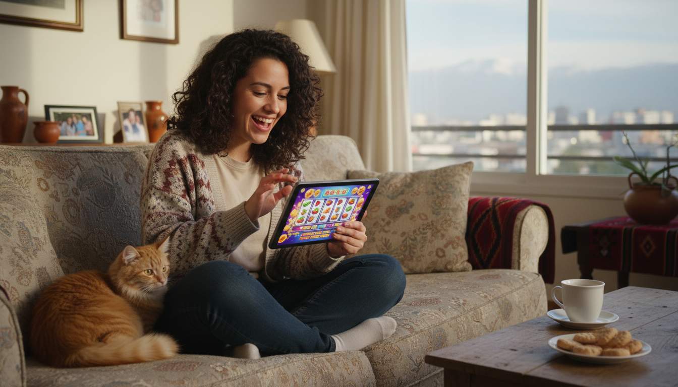 A woman enjoying slots at Naya Facil Casino